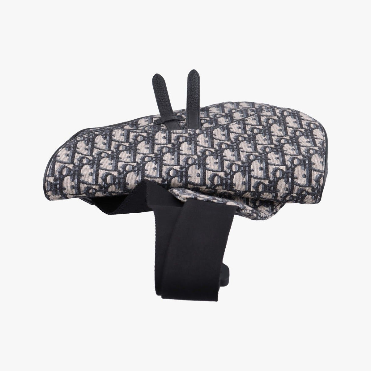 Dior Saddle Bag Gray Navy Jacquard Leather — view 8