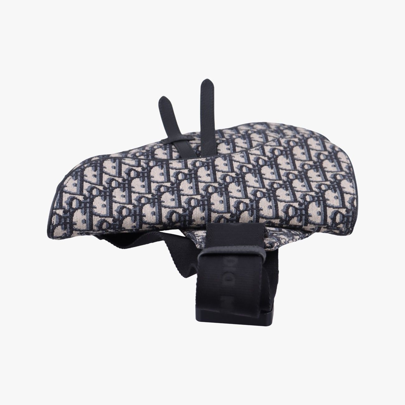 Dior Saddle Bag Gray Navy Black Jacquard Leather — view 8