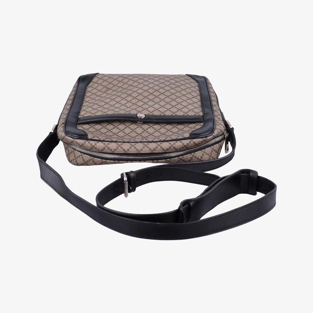 Gucci Diamante Brown Black Canvas Leather Shoulder Bag — view 8