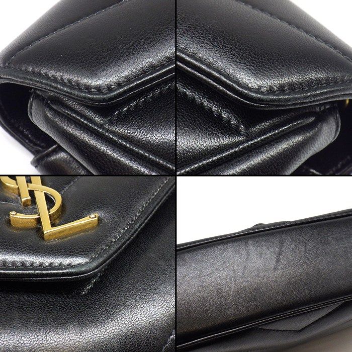 Saint Laurent Shoulder Bag Loulou Small Aaeax Black Matelasse Lambskin Gold — view 8