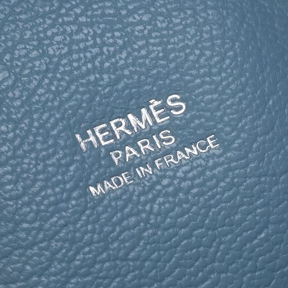 Hermes Plume 28 Tote Epsom Blue Jean Bluejean Silver Handbag Business Veau — view 8