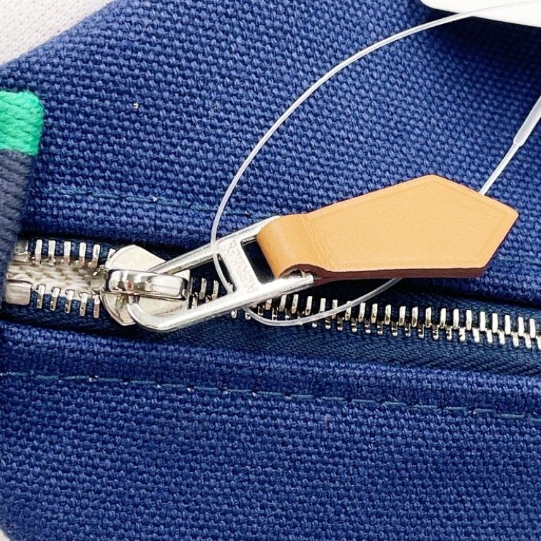 Hermes Handbag Brid-a-brac GM Blue Cotton — view 8