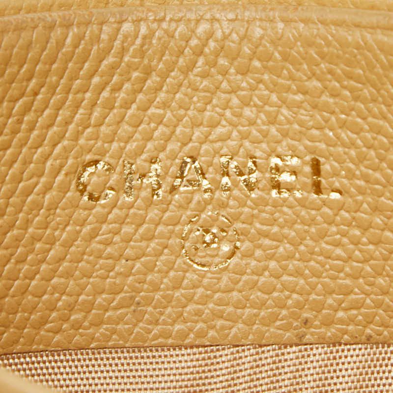 Chanel CC Logo Card Case Beige Leather — view 8