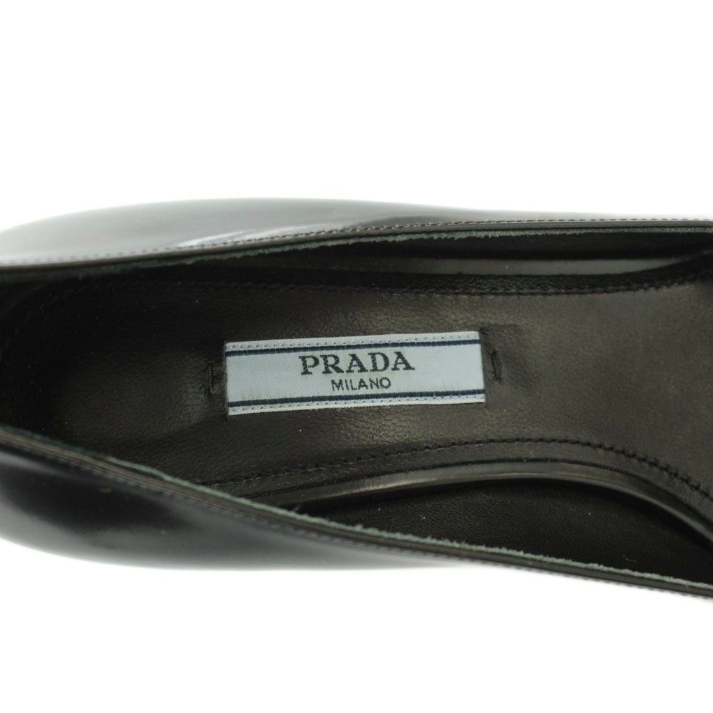 Prada Pumps Pointed Toe Kitten Heels Leather Black — view 8