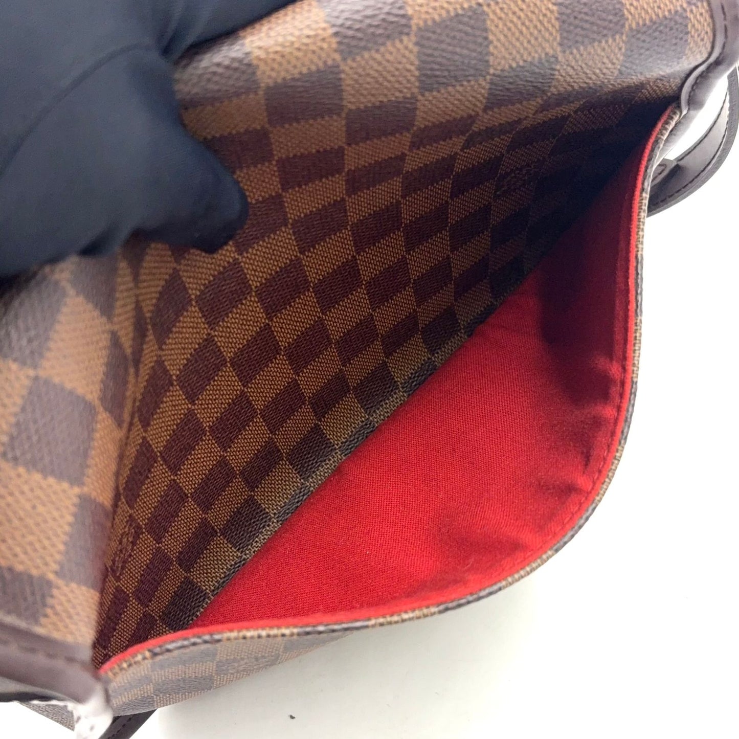 Louis Vuitton Solonge Damier Ebene Leather Brown Shoulder Bag Gold — view 8