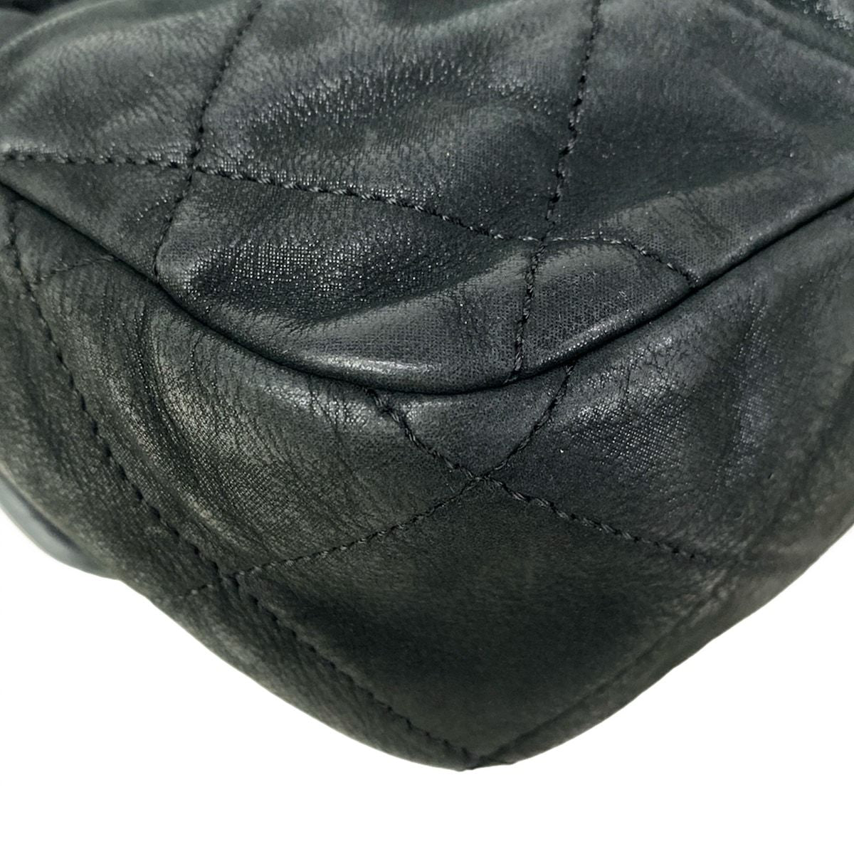 Chanel Shoulder Bag Single Flap Quilted Black Chain Matte Gold Leather — view 8