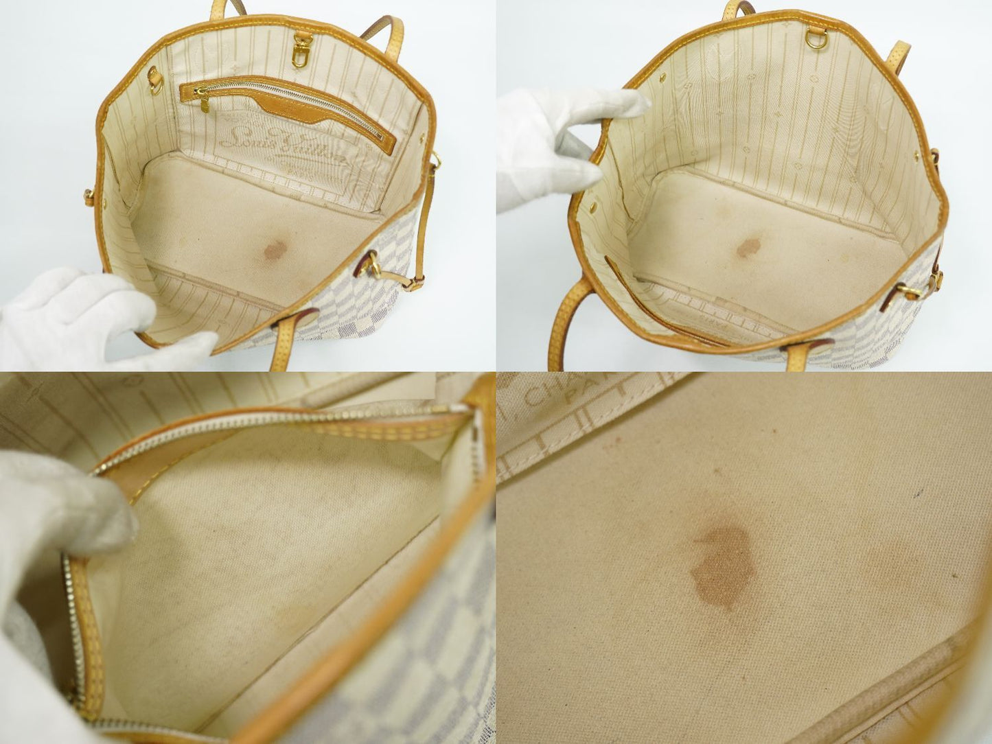 Louis Vuitton LV Vintage Neverfull PM Damier Azur Tote White Gray — view 8