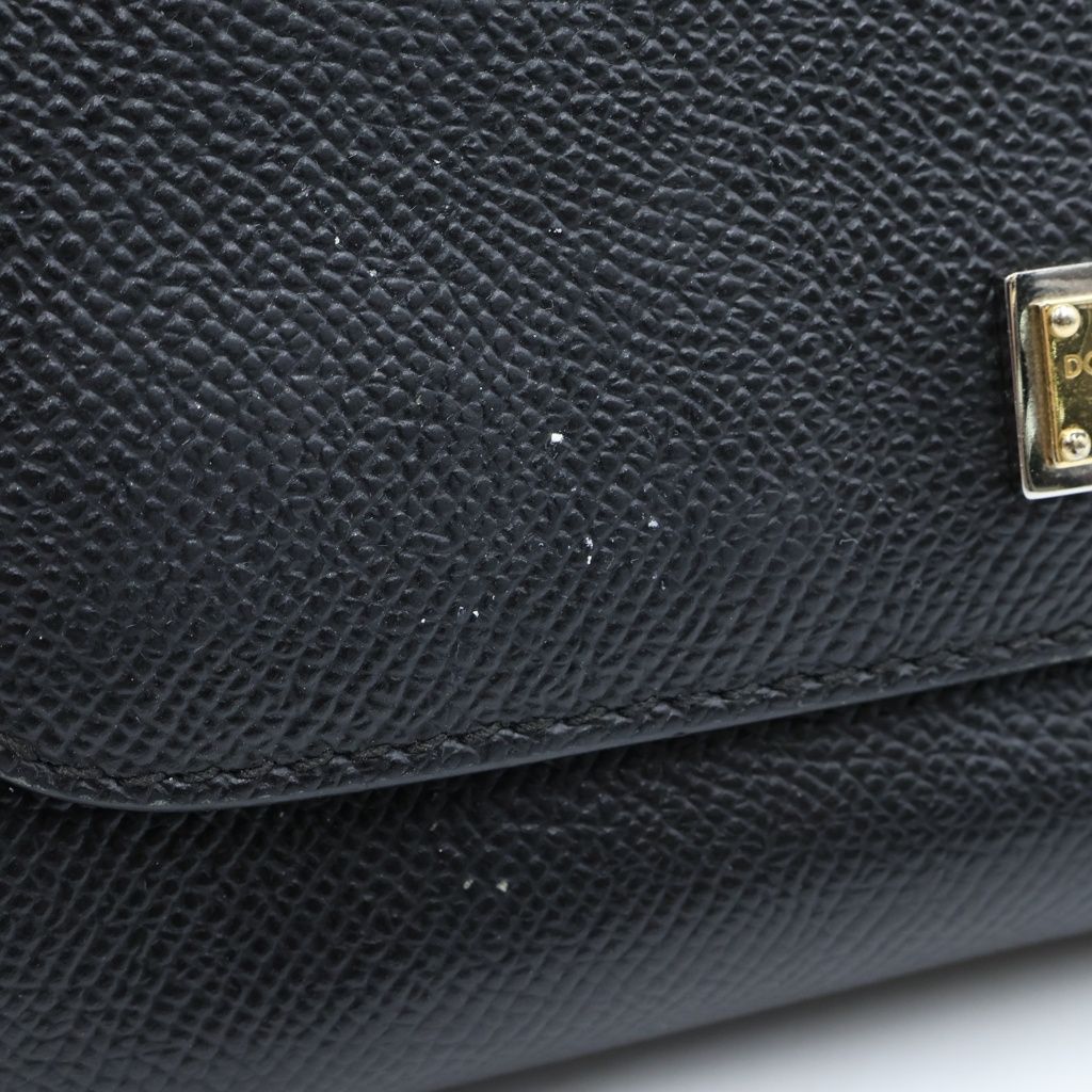 Dolce & Gabbana Sicily Handbag Mini Logo Plate Calfskin Black — view 8