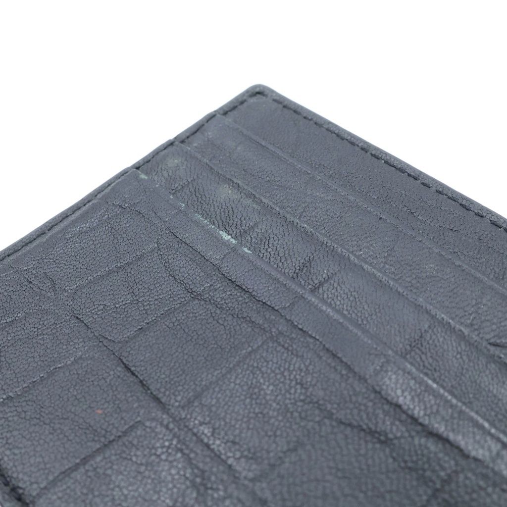 Saint Laurent Paris Front Logo Croco Card Case Black — view 6