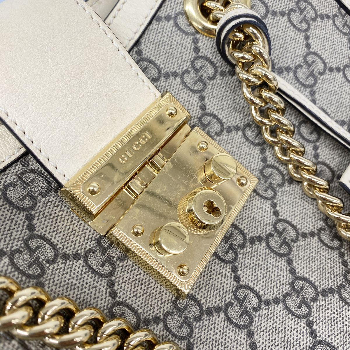 Gucci Tote Padlock GG Small Brown White Gold — view 8