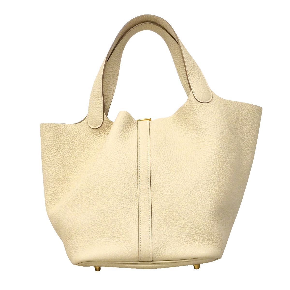 Hermes Handbag Picotin Lock MM Taurillon Clemence Craie Gold — view 8