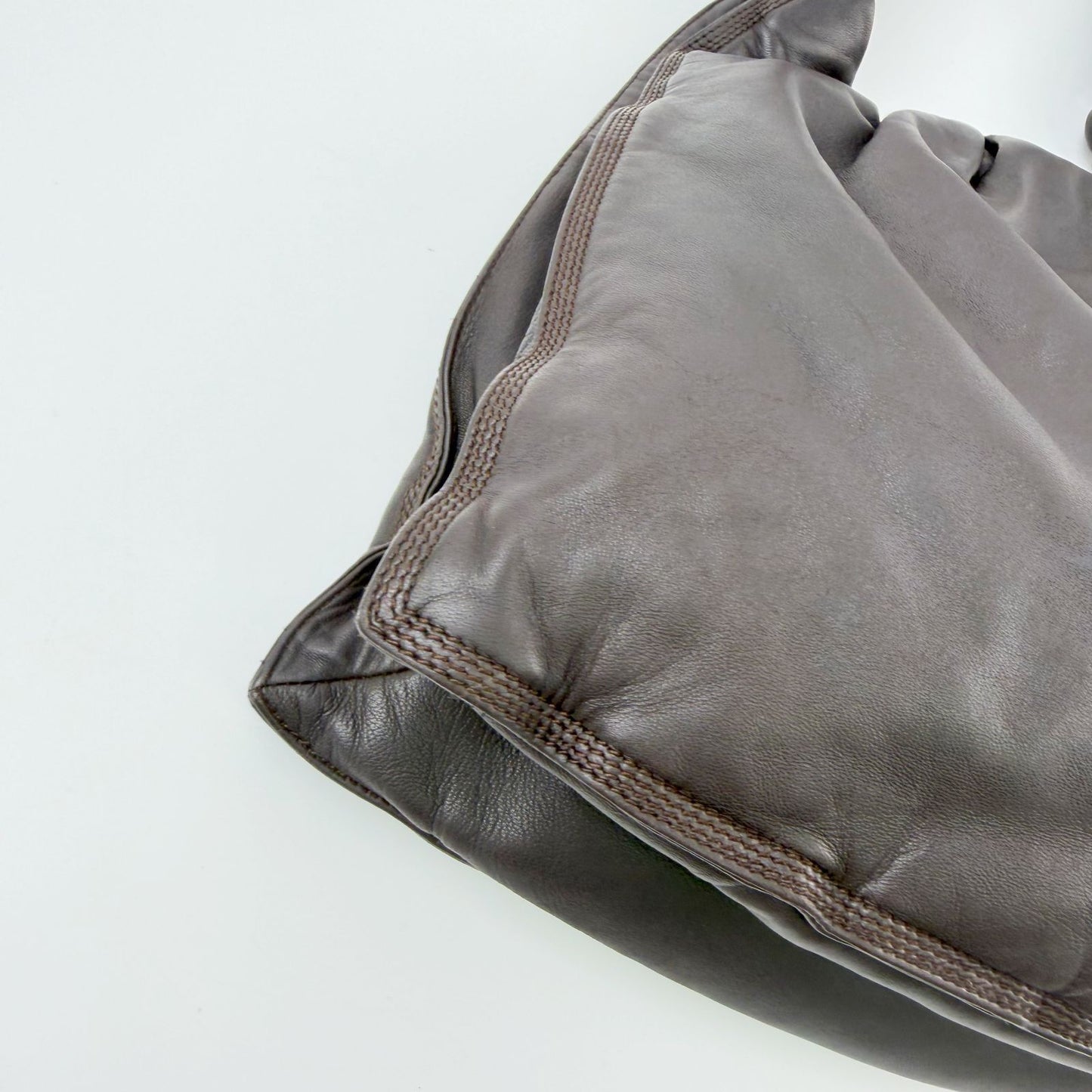 Loewe Anagram Knot Handle Shoulder Bag Leather Dark Brown Vintage — view 8
