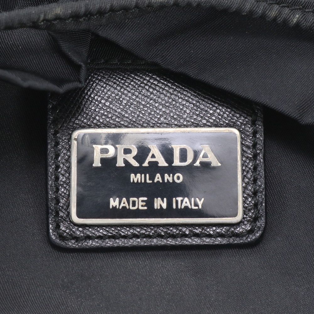 Prada Tessuto Nylon Triangle Logo Leather Backpack Black — view 8