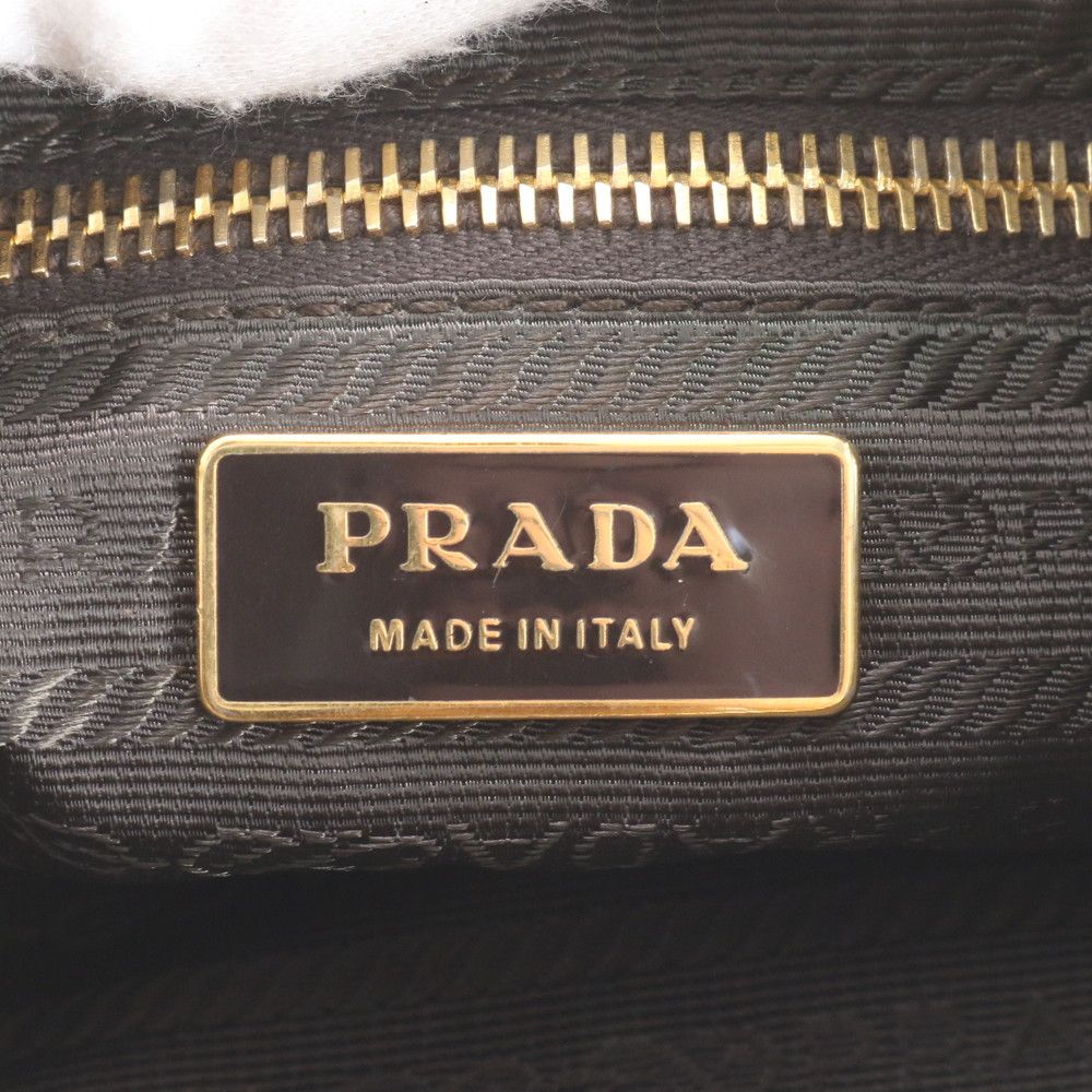 Prada Tessuto Nylon Triangle Logo Leather Shoulder Bag Crossbody Messenger — view 8
