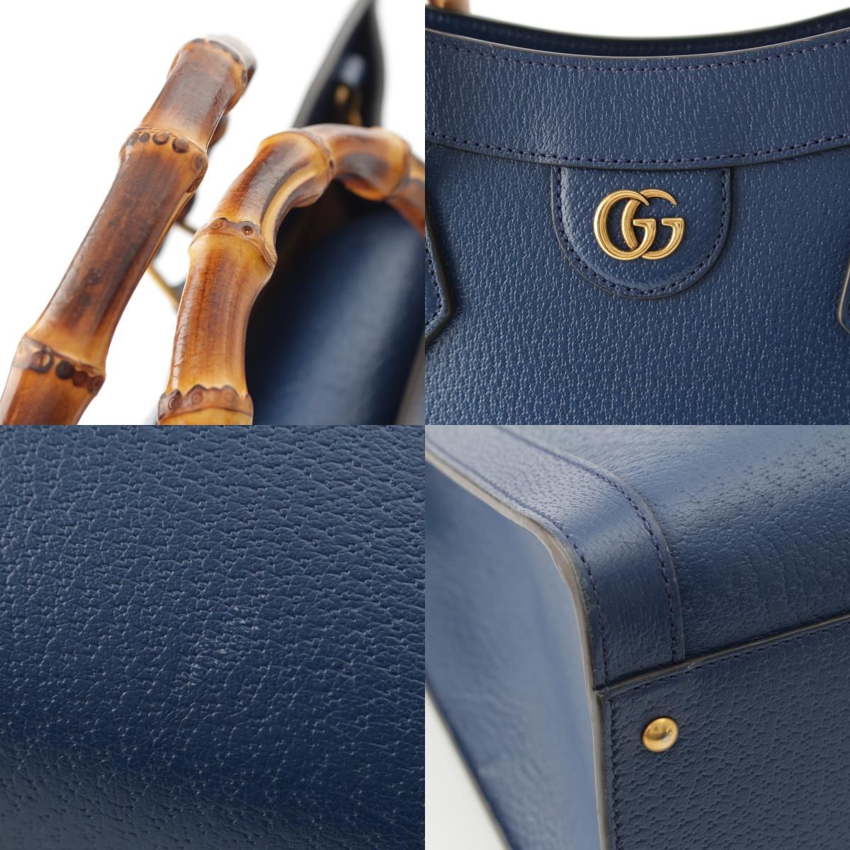 Gucci Diana Bamboo Handle 2-Way Handbag Blue — view 8
