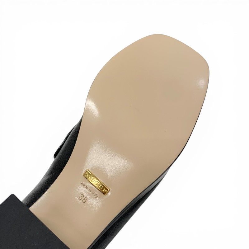 Gucci Loafers Leather Shoes Black Gold Horsebit Platforms — view 8