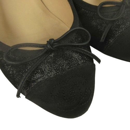 Chanel CC Logo Ballerina Pumps Black Heels Shoes — view 8