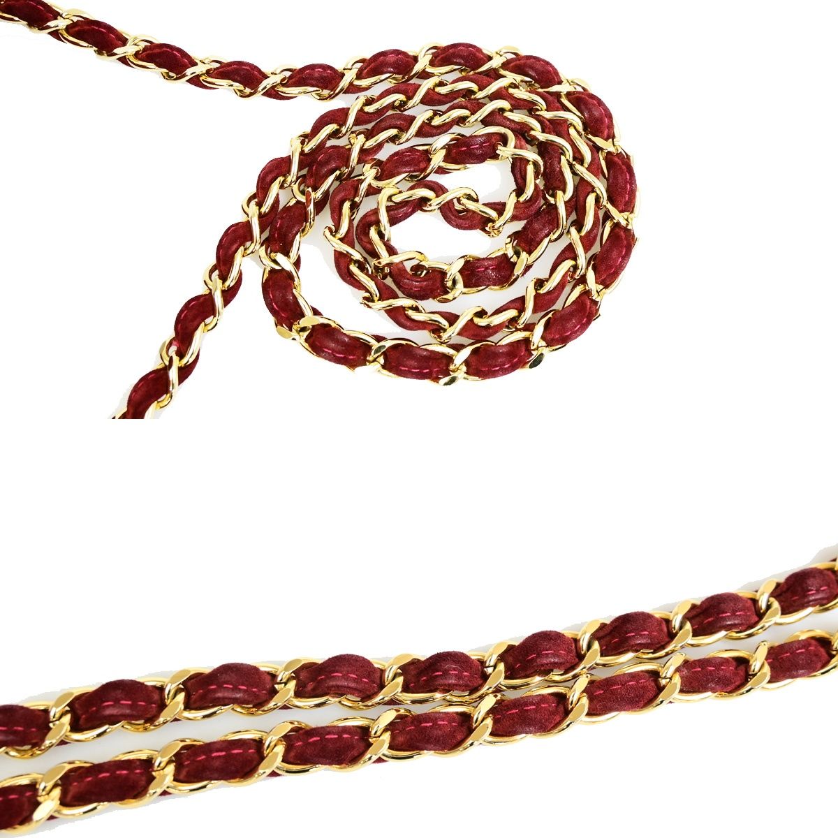 Chanel Quilted Fringe Chain Shoulder Bag Wine Red Suede Leather — view 8