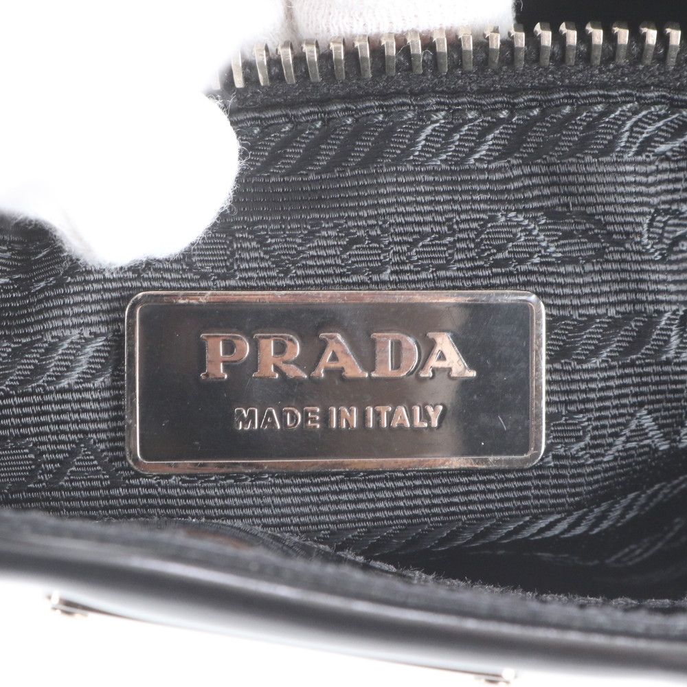 Prada White Tag Triangle Logo Leather Tote — view 8