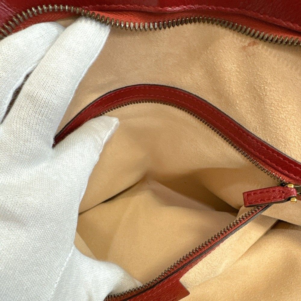 Gucci Liber Top Handle Medium Bag Leather Red Handbag — view 8