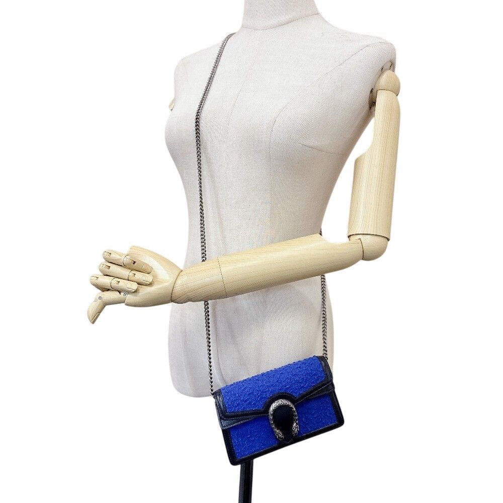 Gucci Dionysus Wool Leather Chain Shoulder Bag Blue — view 8