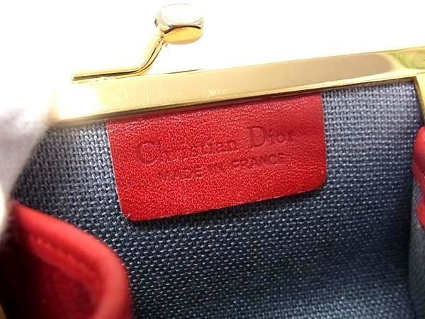 Dior Coin Purse Honeycomb Pattern Red Gold Leather Kiss Lock — view 4