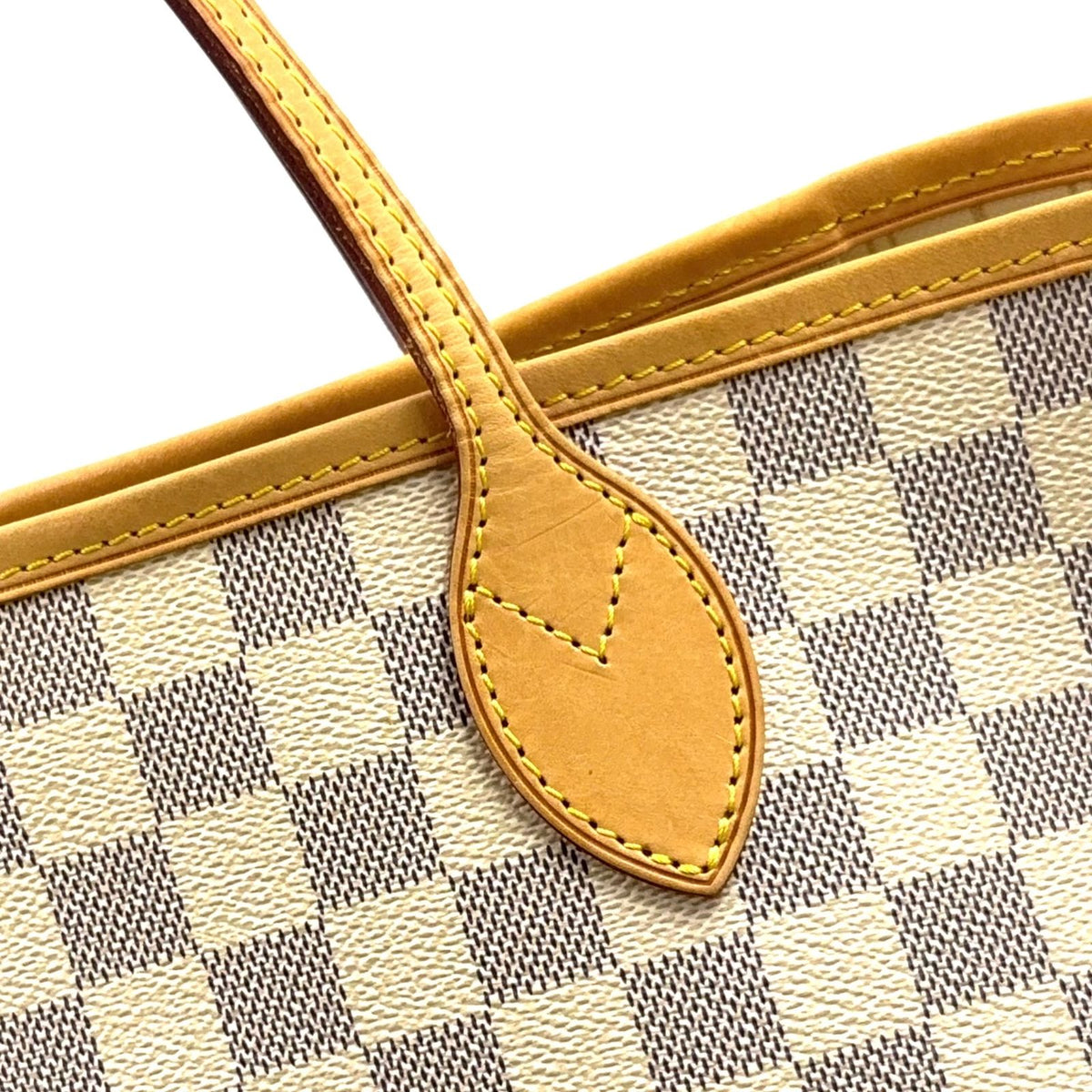 Louis Vuitton Neverfull MM Damier Azur Leather Off White Light Brown Tote — view 8