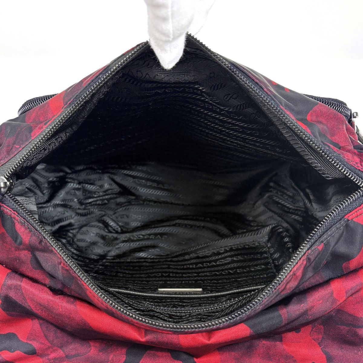 Prada Shoulder Bag Camouflage Nylon Red Black — view 7
