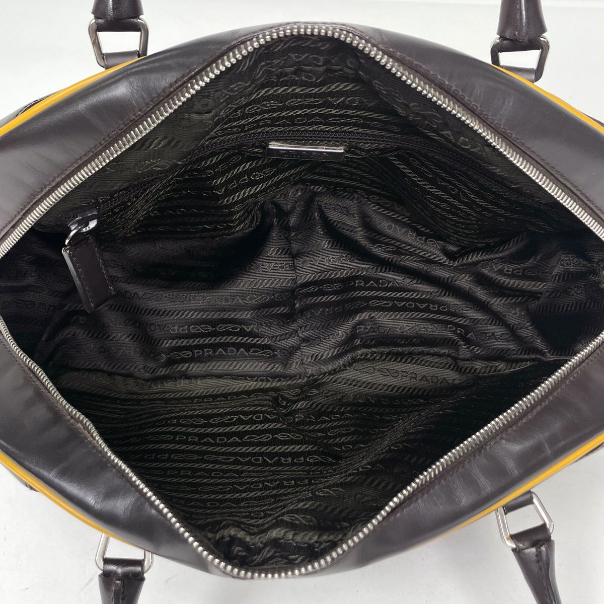 Prada Shoulder Bag Logo Leather Brown — view 8