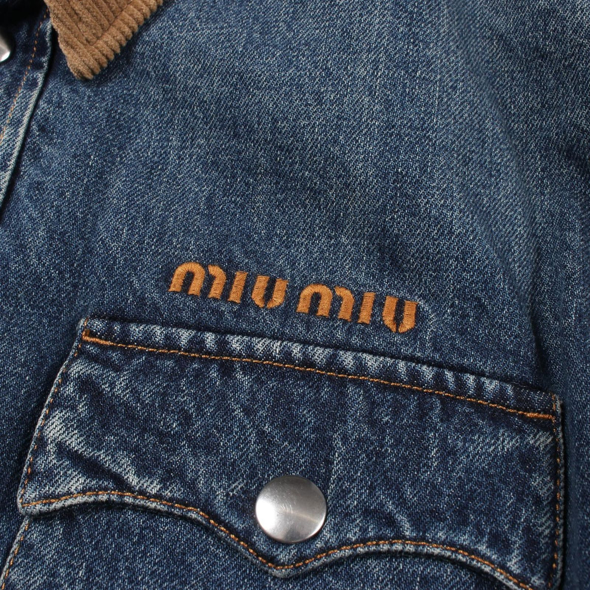 Miu Miu Down Jacket Denim Washed Indigo Blue Cotton — view 7