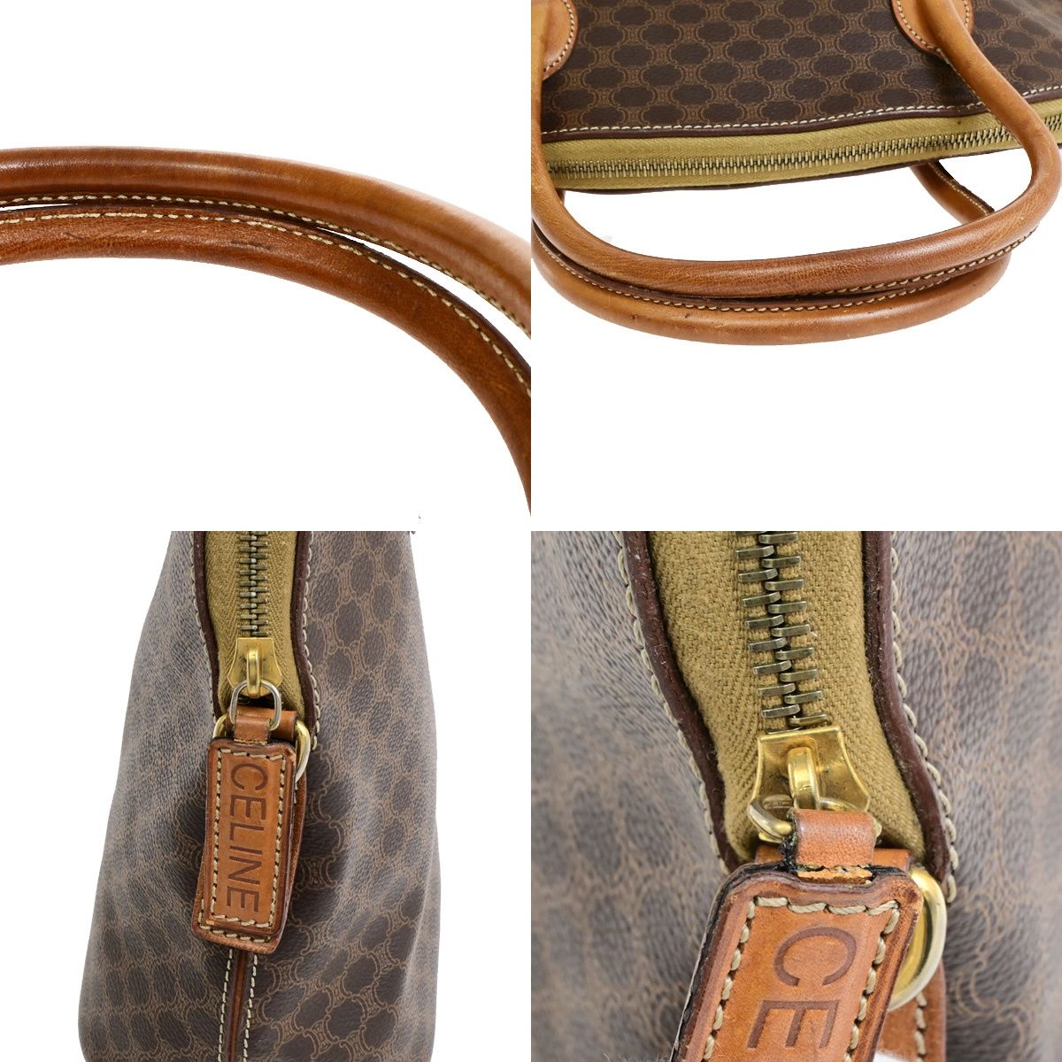 Celine Macadam Handbag Brown Leather — view 8