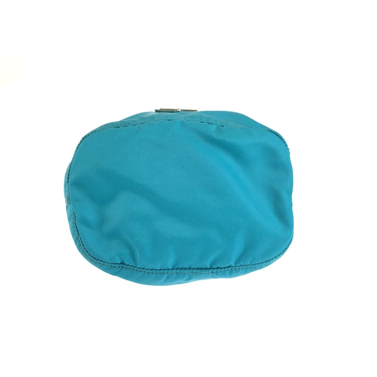 Prada Tessuto Blue Silver Nylon Leather Pouch Case Drawstring — view 8