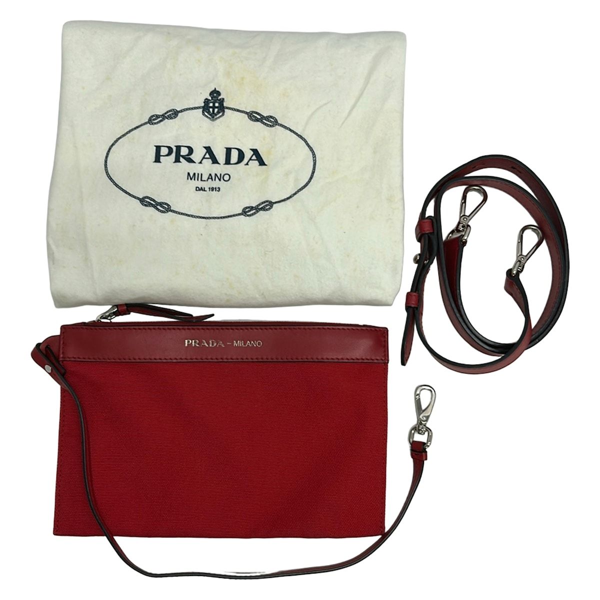 Prada Tote Navy Red Leather — view 8