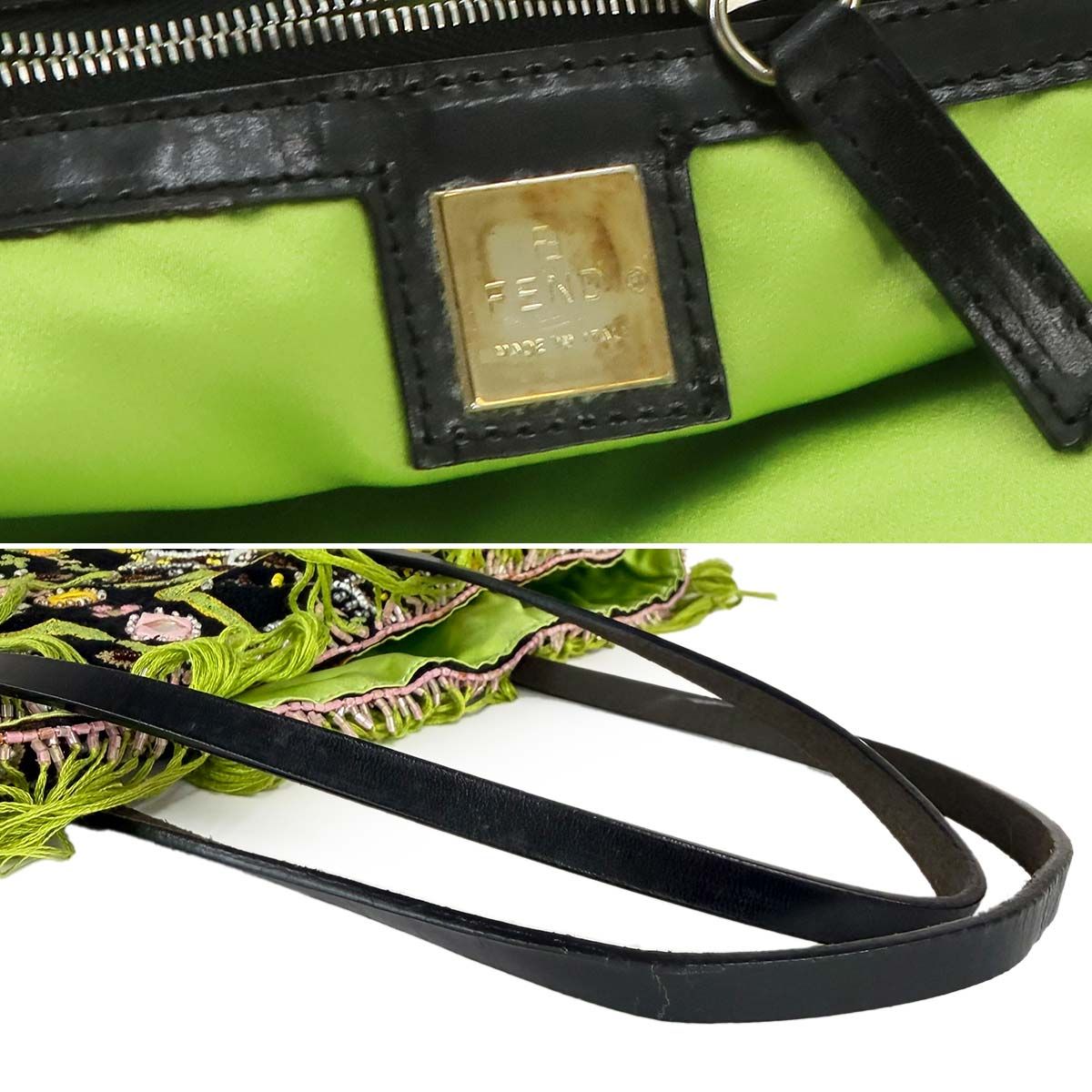 Fendi Beads Embroidery Tote Canvas Leather Multicolor Silver — view 8