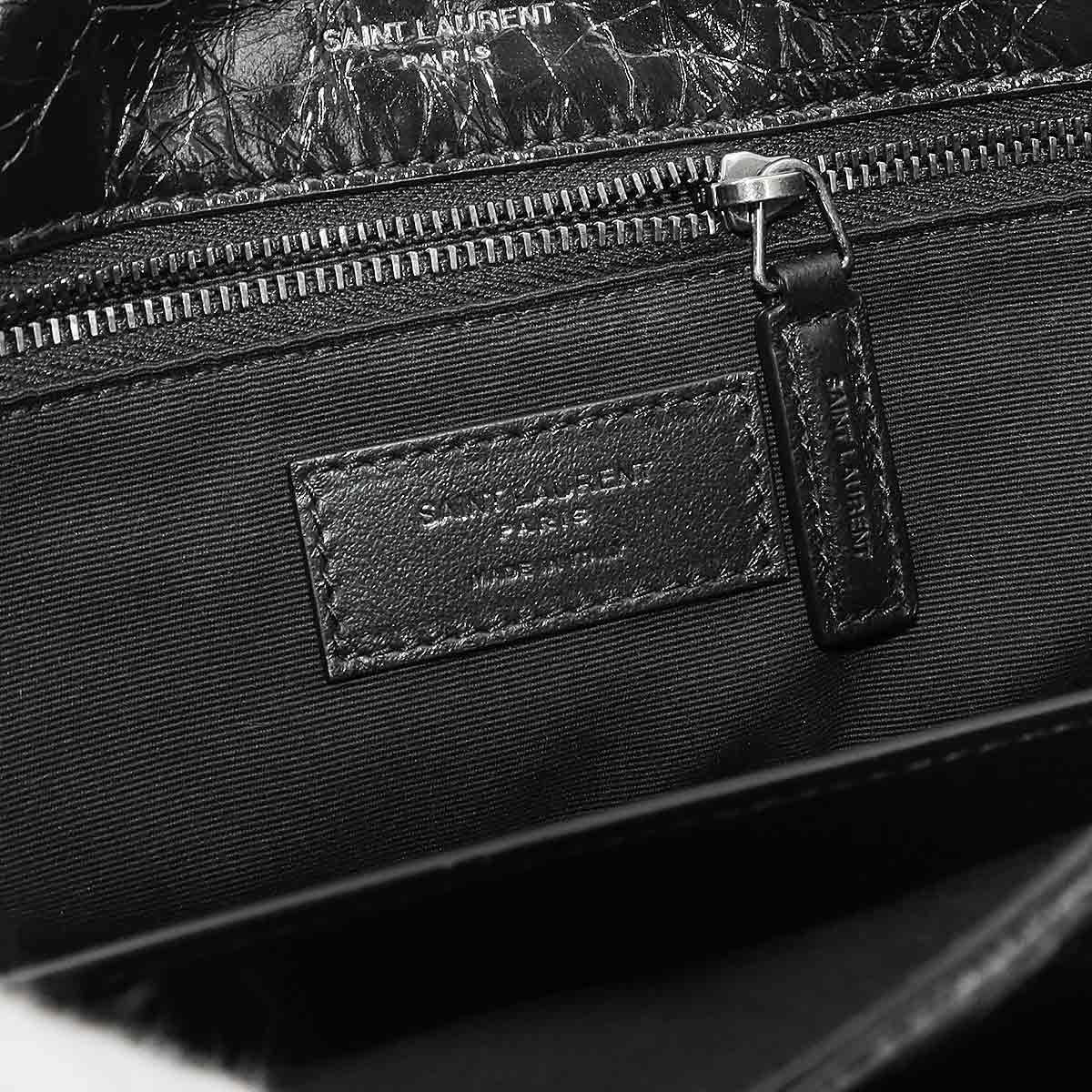 Saint Laurent Niki Medium Chain Shoulder Bag Leather Noir Silver — view 8