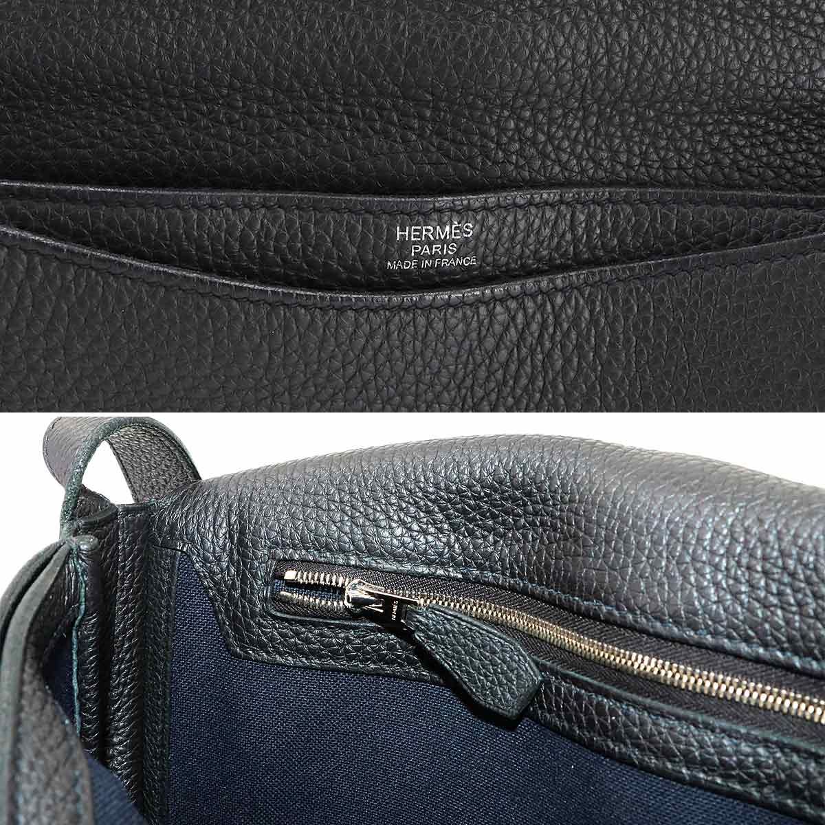 Hermes Steve Wright Junior Messenger Shoulder Bag Togo Black — view 8