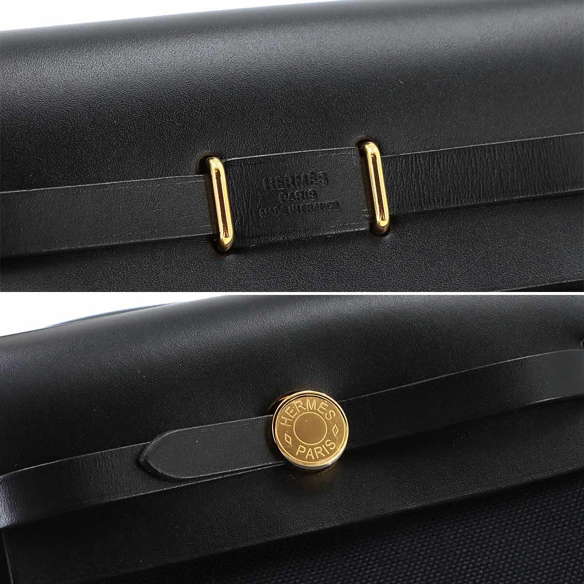 Hermes Herbag Zip 20 Shoulder Bag Toile Hunter Black — view 8