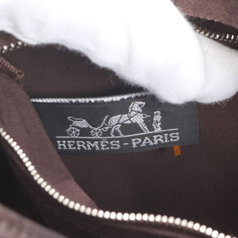 Hermes Acapulco PM Toile Chevron Leather Tote — view 8