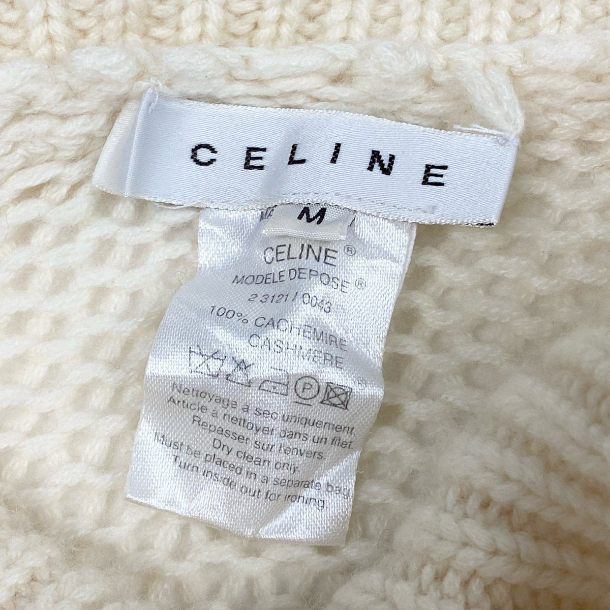 Celine Cashmere 100 Knit Sweater Low Gauge Shoulder Button Cream — view 8