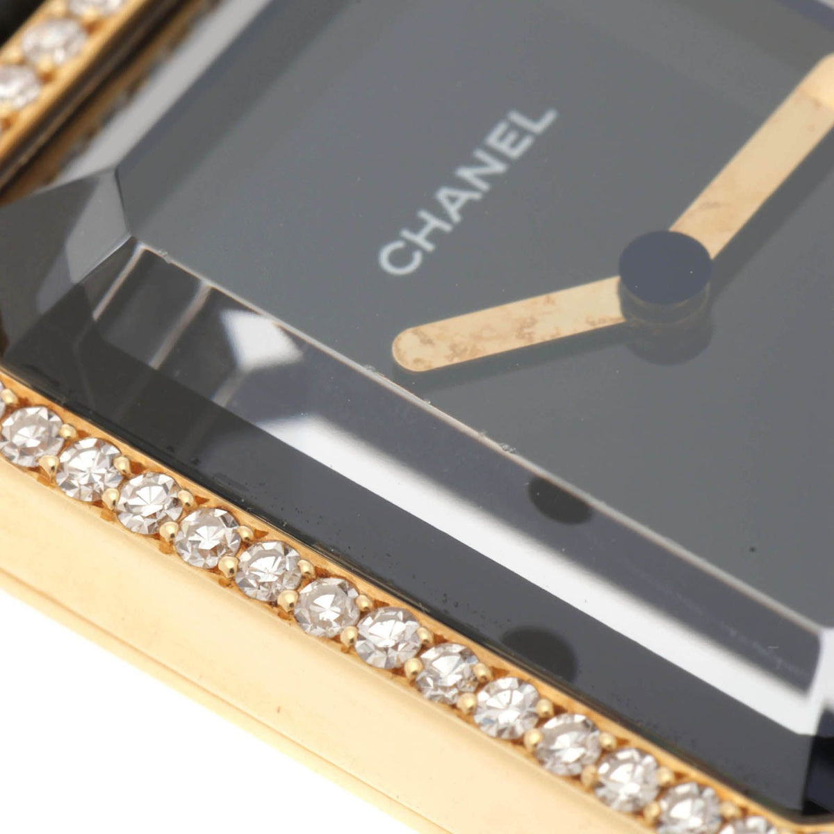 Chanel Premiere Diamond Bezel Watch 18K Yellow Gold Leather Black Quartz — view 8