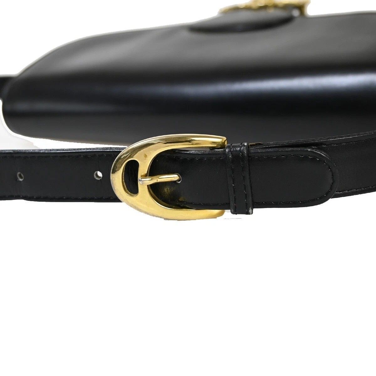 Celine Carriage Shoulder Bag Black Gold Leather — view 8