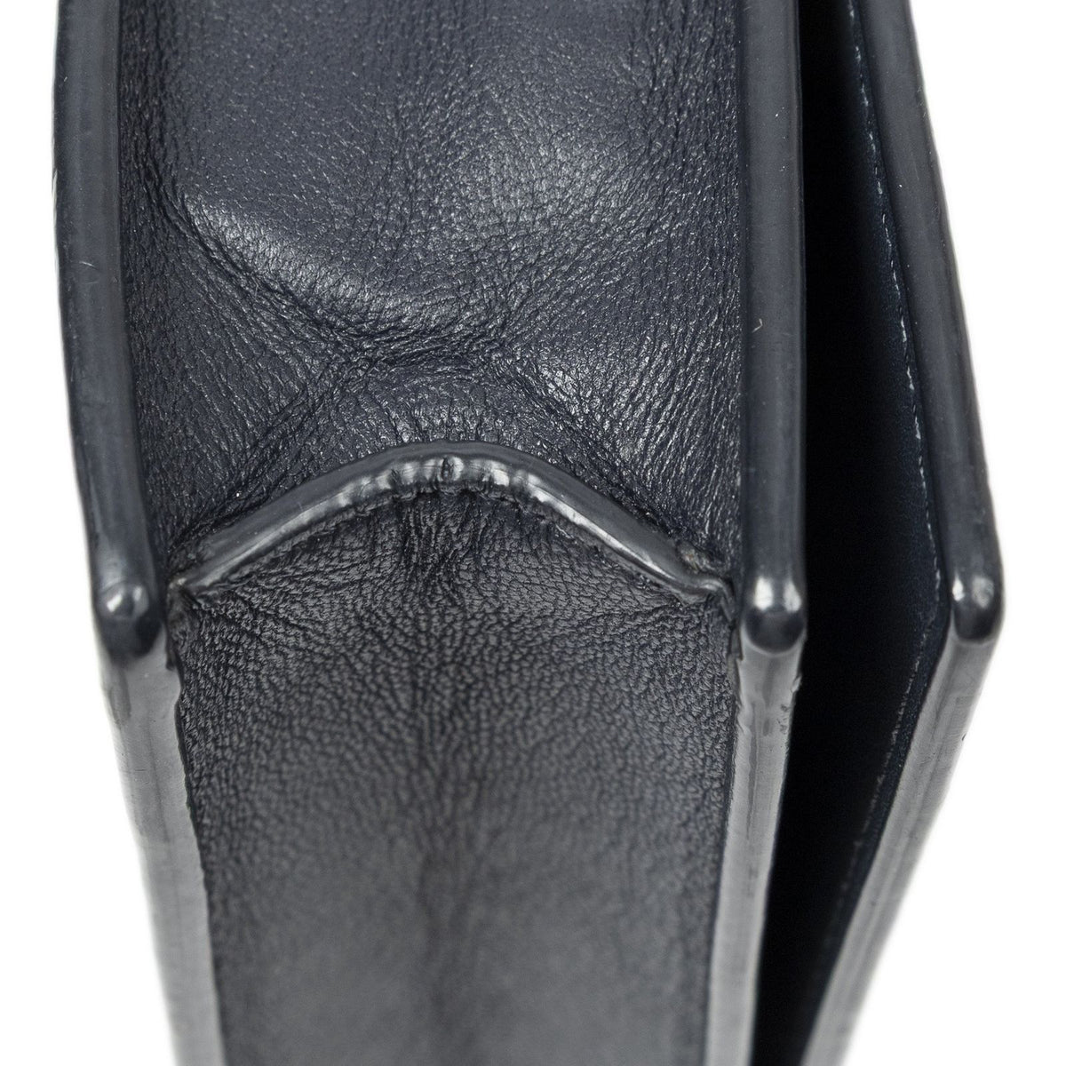 Celine Frame Evening Chain Clutch Navy Beige Calfskin Leather — view 8
