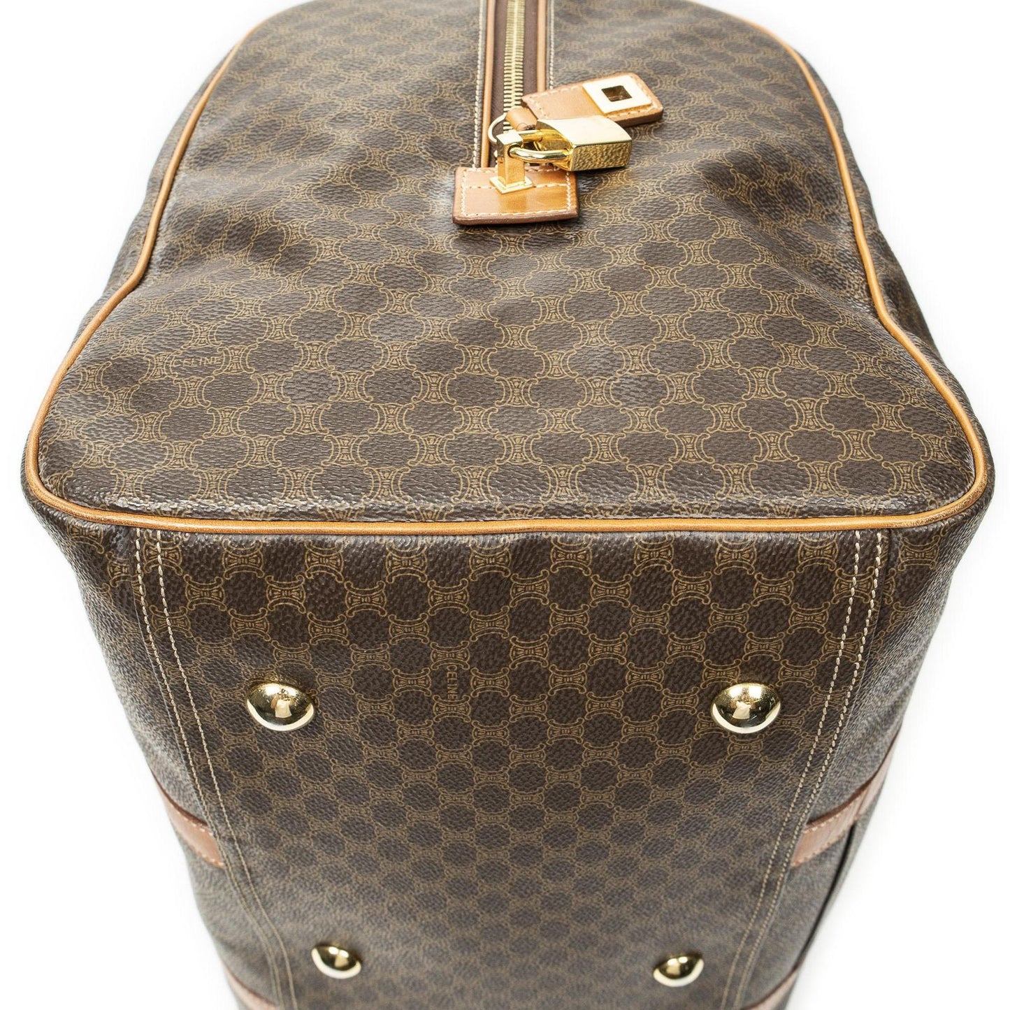 Celine Medium Travel Boston Brown Macadam Canvas Handbag — view 8
