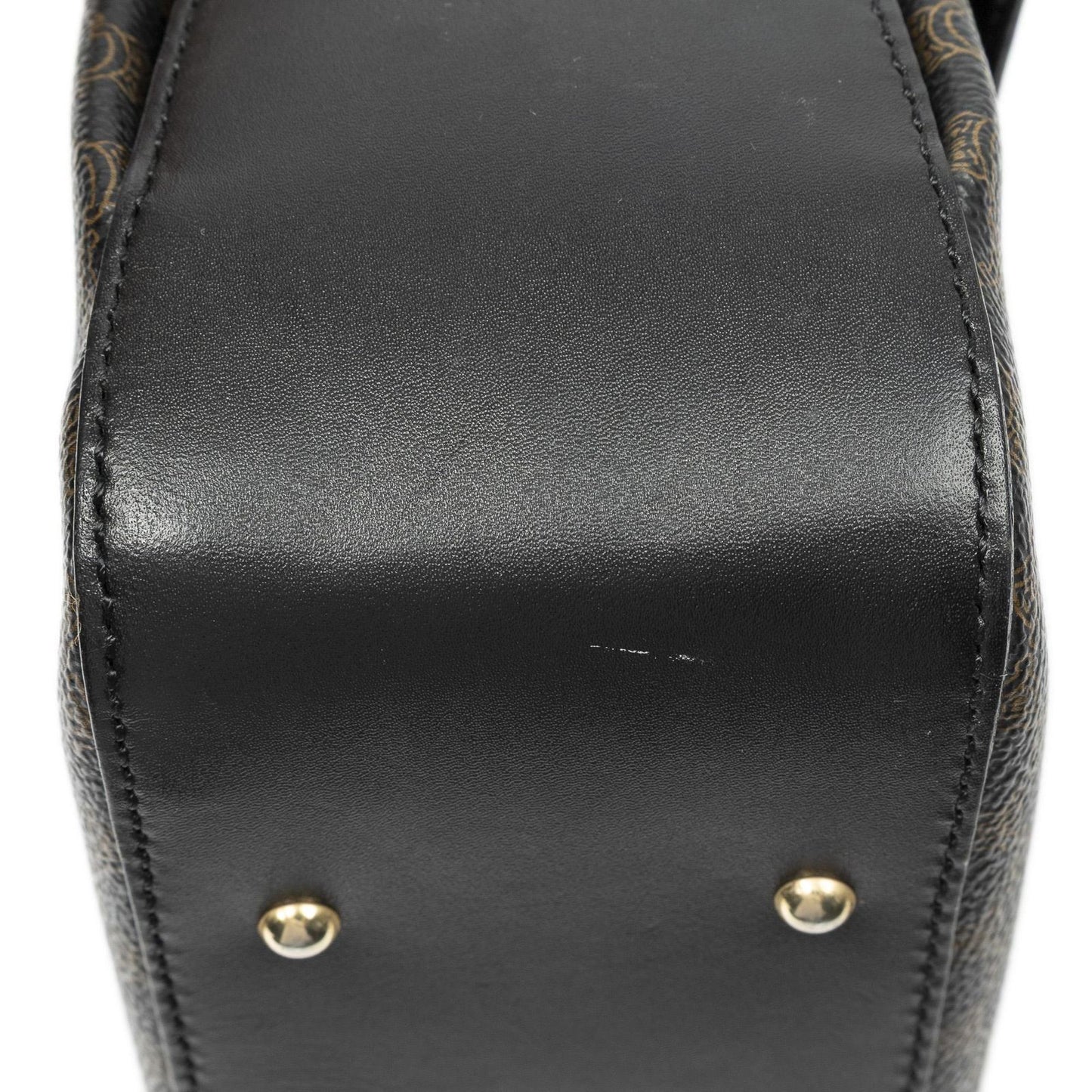 Celine Vintage Turnlock Charm Top Handle Bag Brown Black Macadam Canvas — view 8