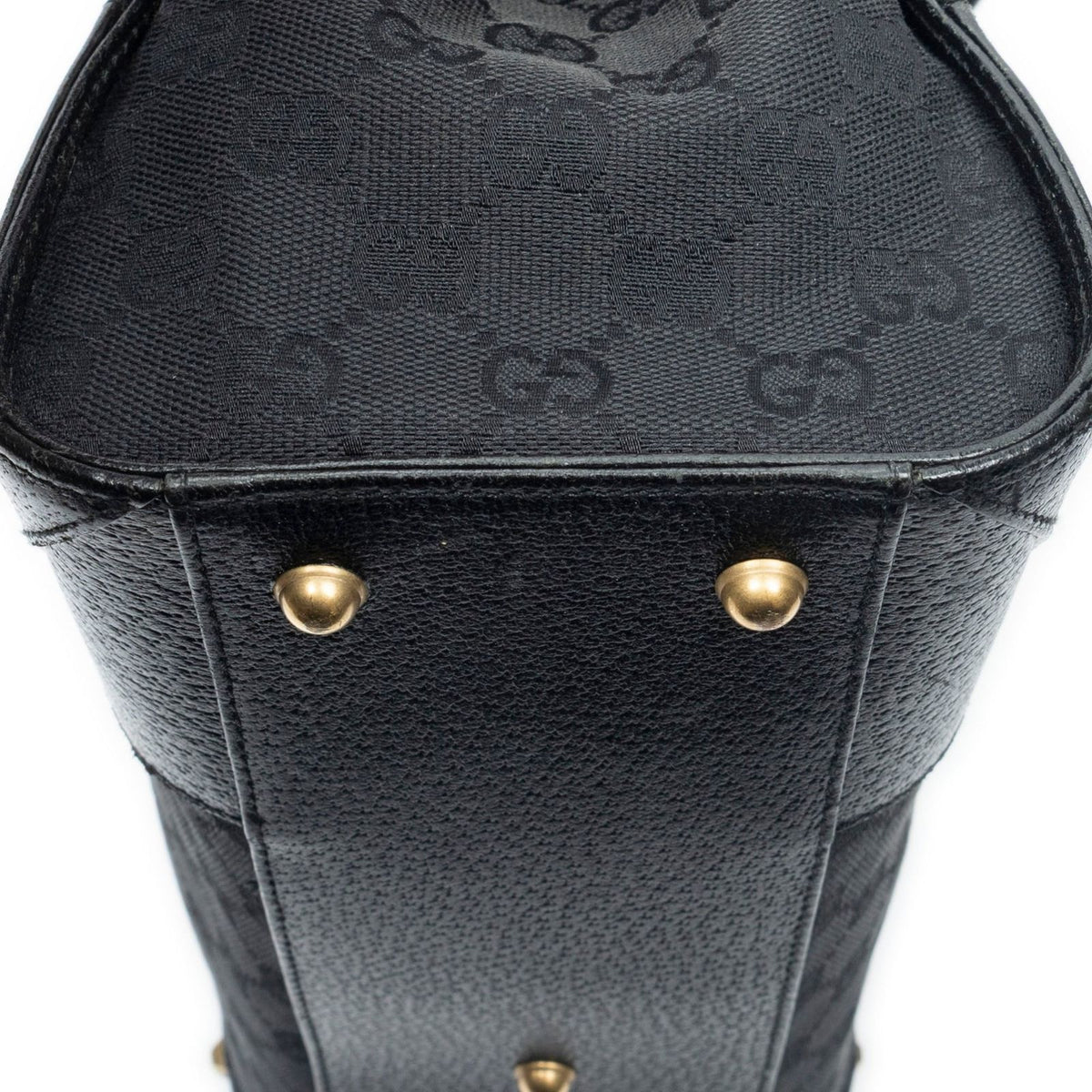 Gucci Nail Head Tote Black GG Canvas — view 8