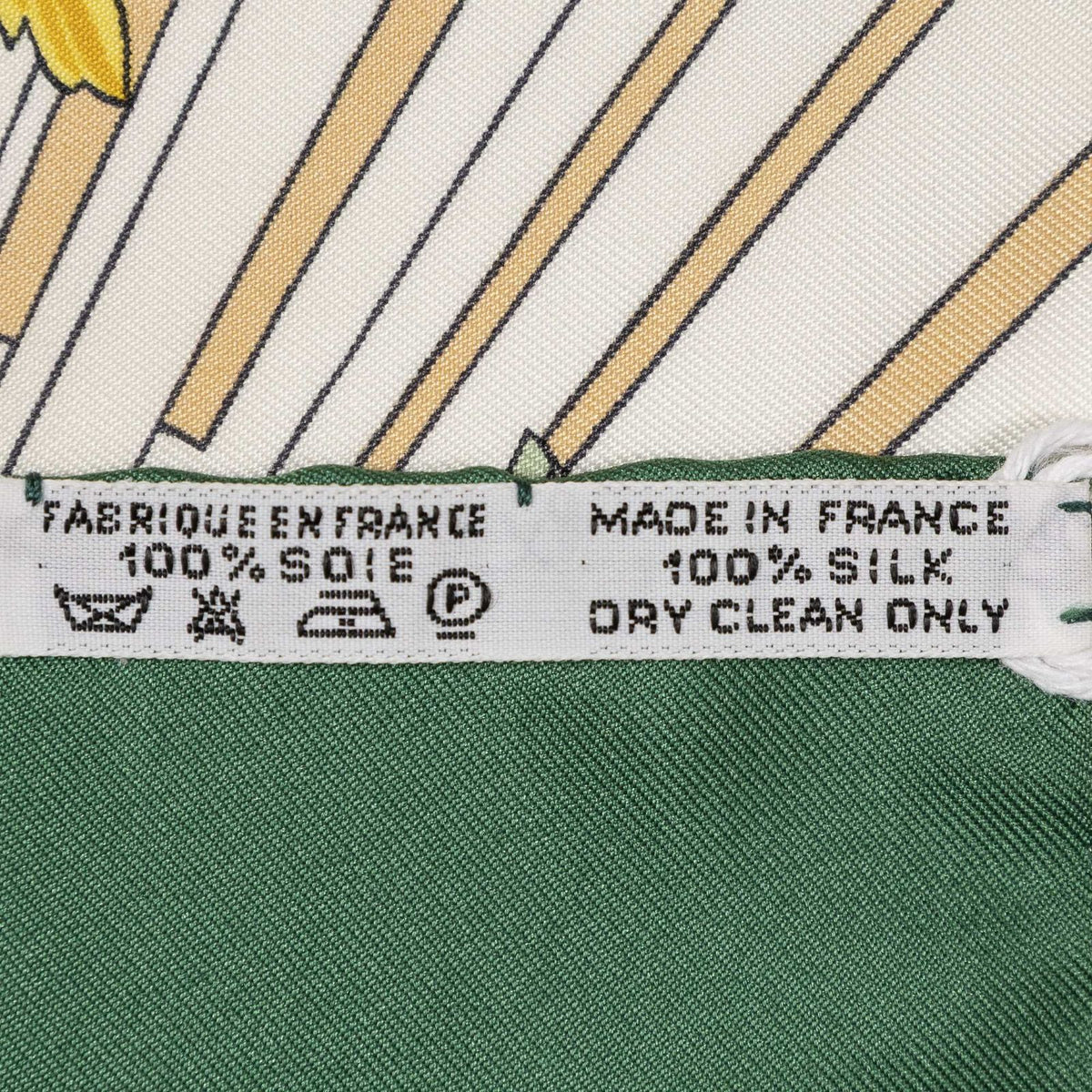 Hermes Scarf Green Beige Gold Silk — view 5
