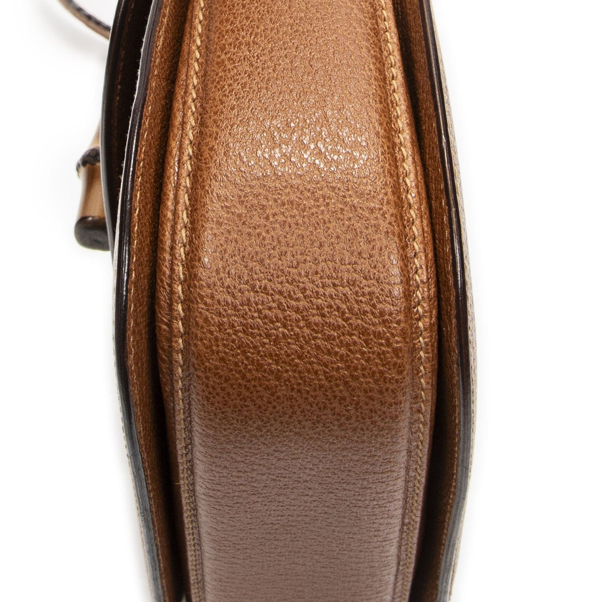 Gucci Small Bamboo Top Handle Flap Bag Brown Grain Calfskin Leather — view 8