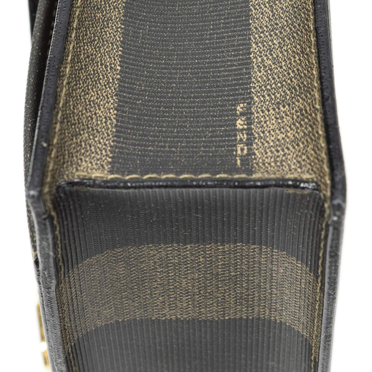 Fendi Vintage Flap Clutch Brown Black Pecan Stripe Canvas — view 8
