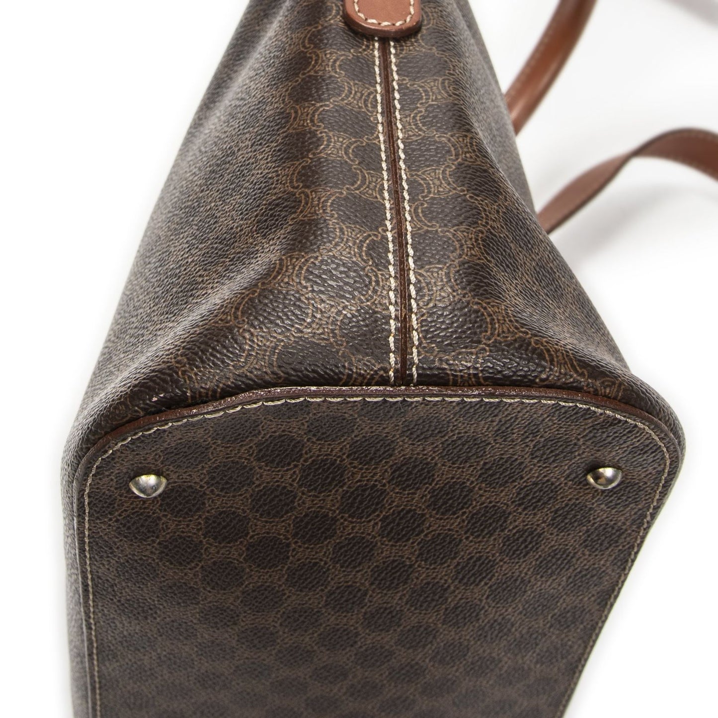 Celine Vintage Dome Top Handle Brown Macadam Canvas Handbag — view 8