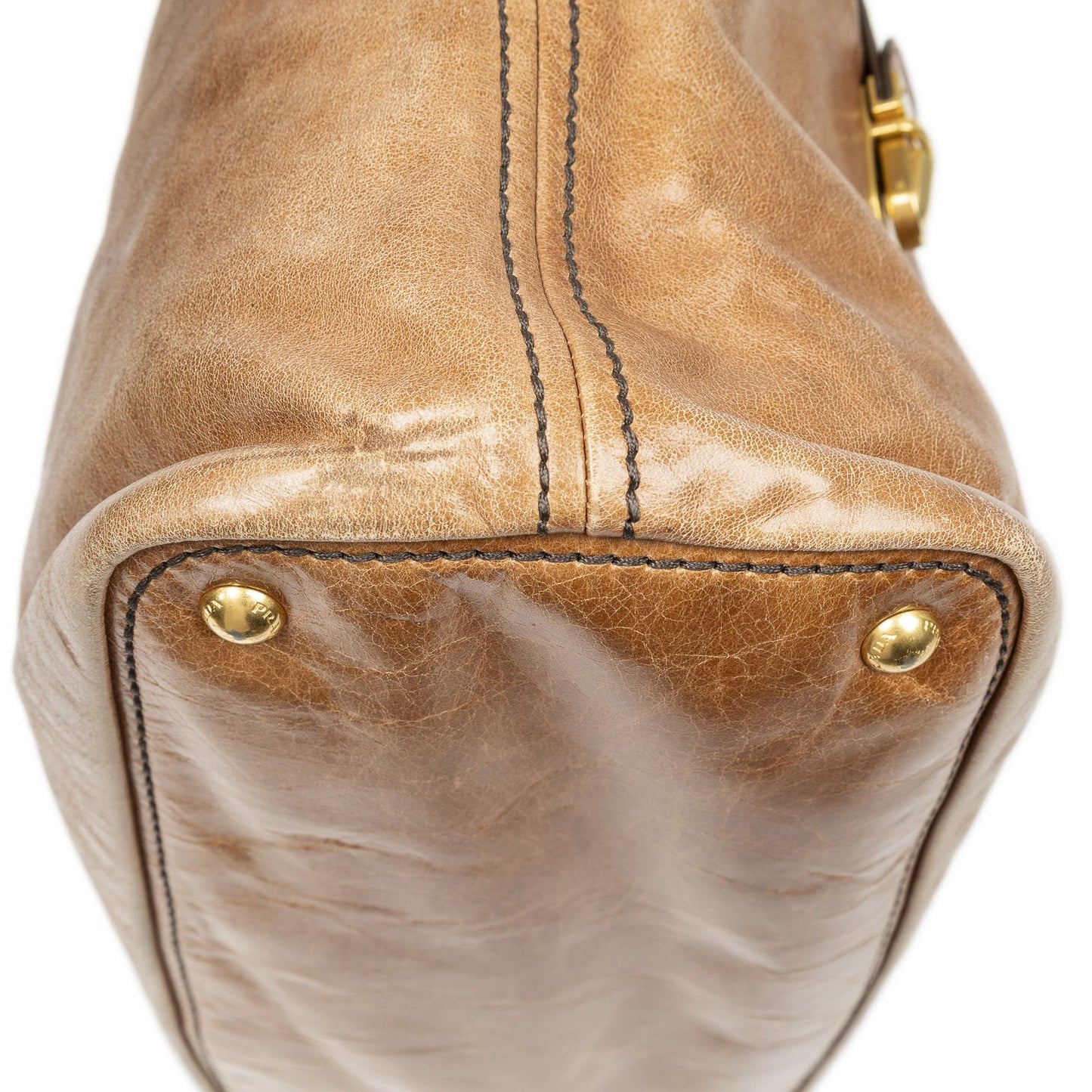 Prada Large Pocket Ring Hobo Brown Vitello Luxe — view 8